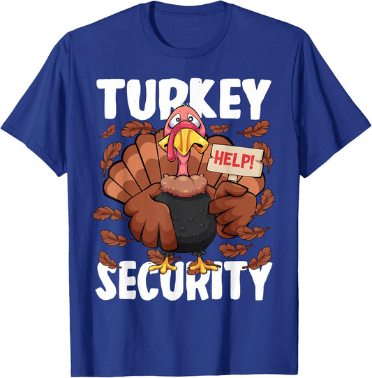 Thanksgiving Turkey Security Funny Turkey Help Men Boys Kids T-Shirt - T-Shirt | Royal