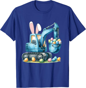 Easter Bunny Digger with Rabbit Ears for Easter for Boys Children , black T-Shirt - T-Shirt | Royal