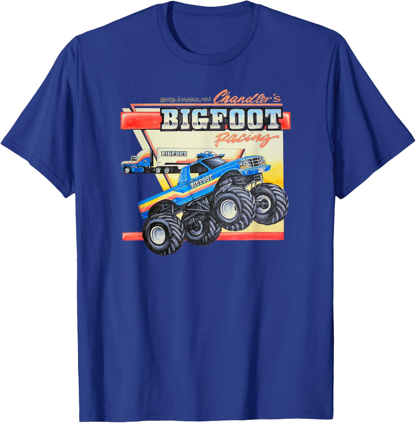 Bob & Marilyn Chandler's BIGFOOT Racing T-Shirt - T-Shirt | Royal