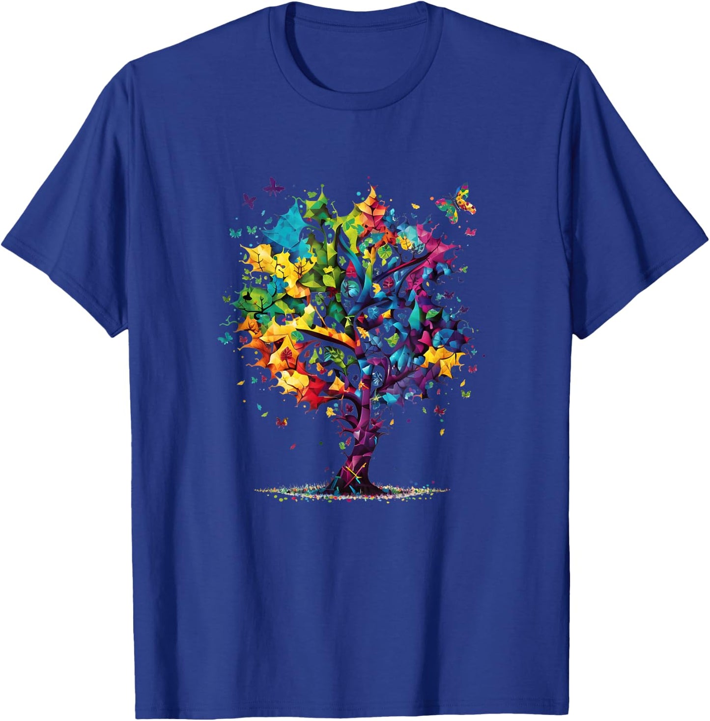 Awareness Autism Puzzle Pieces Colorful Tree Neurodiversity T-Shirt - T-Shirt | Royal
