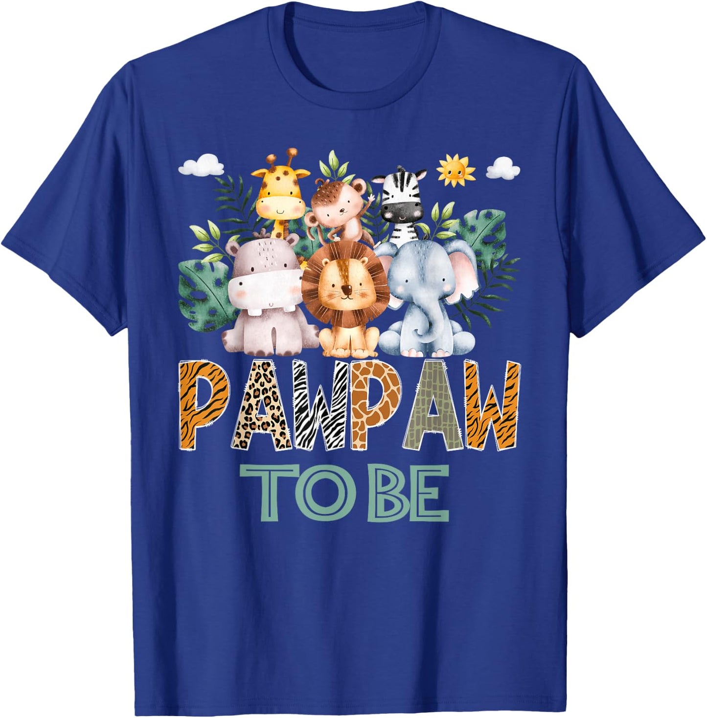 Soon To Be Pawpaw Jungle Animal Safari Gender Reveal T-Shirt - T-Shirt | Royal