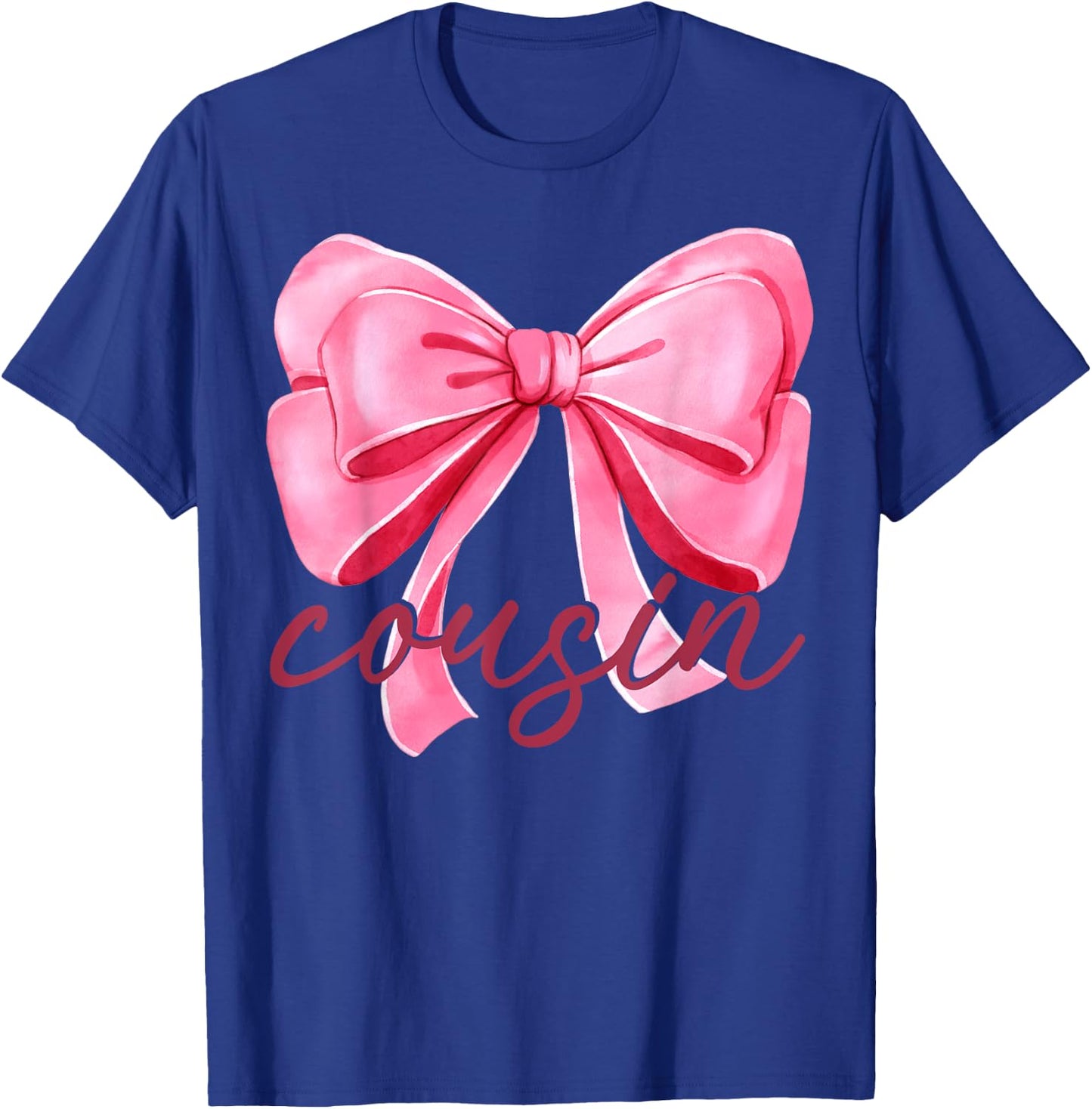 Cousin Pink Bow Birthday Baby Shower Family Pink Ribbon T-Shirt - T-Shirt | Royal