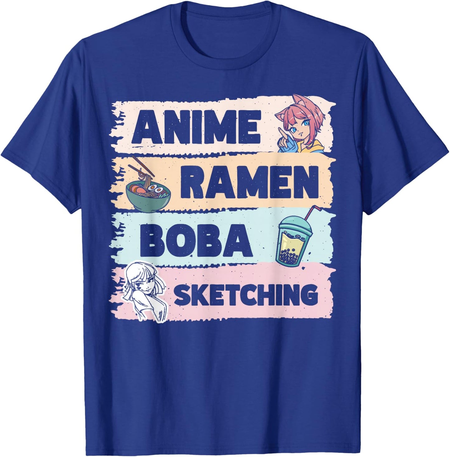 Japanese Manga Otaku Sketch Artist Bubble Tea Anime Ramen Boba Sketching T-Shirt - T-Shirt | Royal