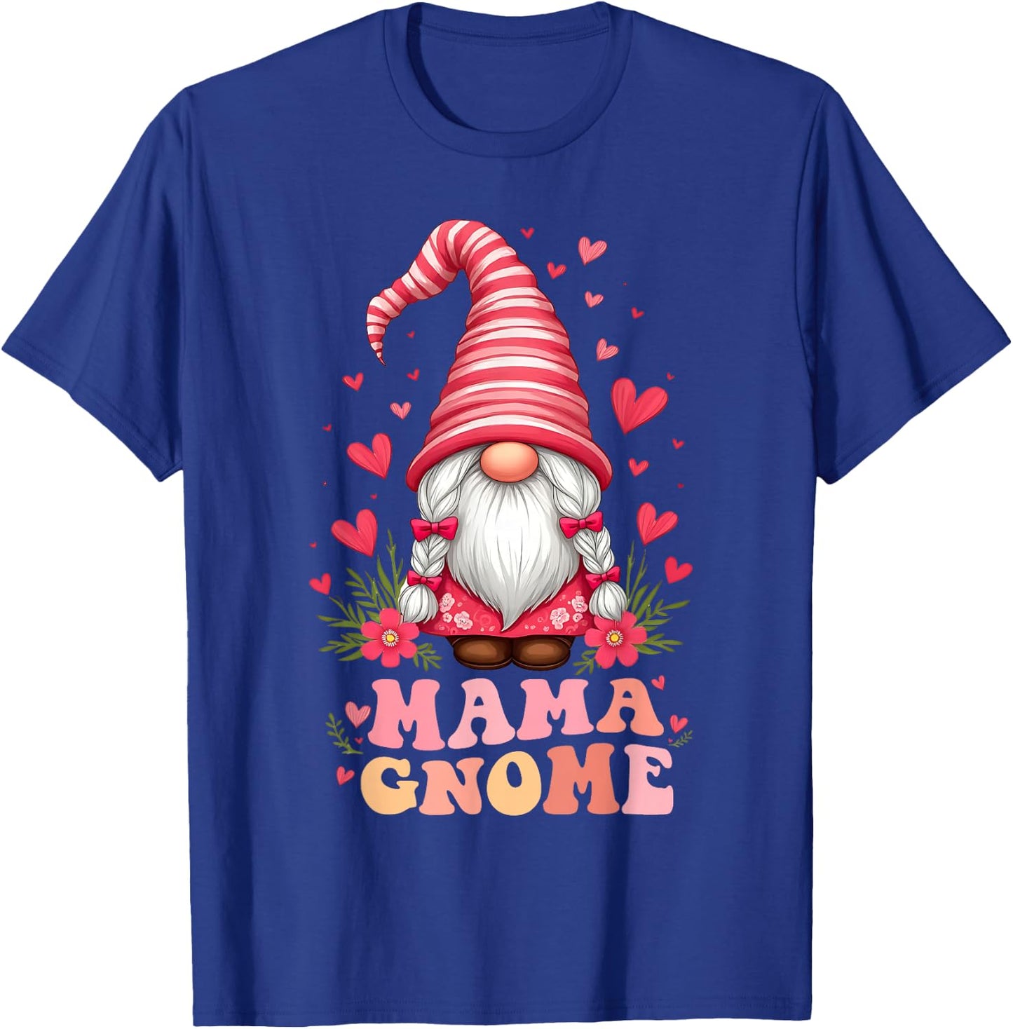Mama Gnome Mother's Day Cute Floral Gnome Mom Grandma Wife T-Shirt - T-Shirt | Royal