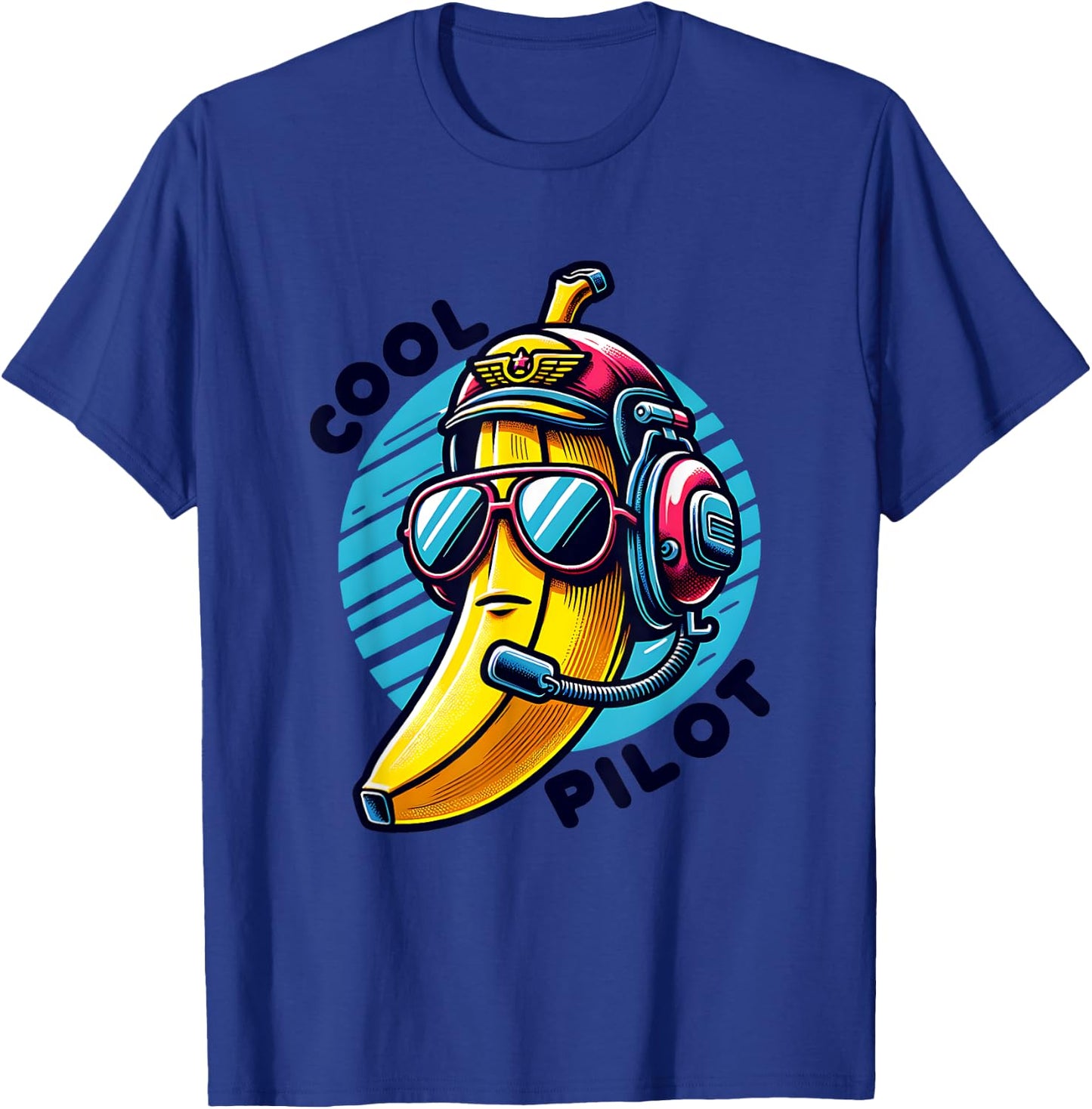 Cool Pilot Funny Banana Aviator Style T-Shirt - T-Shirt | Royal