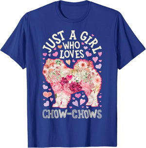 Chow Chow Just A Girl Who Loves Dog Flower Women Floral T-Shirt - T-Shirt | Royal