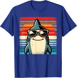 Cool Retro Shark in Sunglasses 70s 80s 90s Funny Shark , black T-Shirt - T-Shirt | Royal