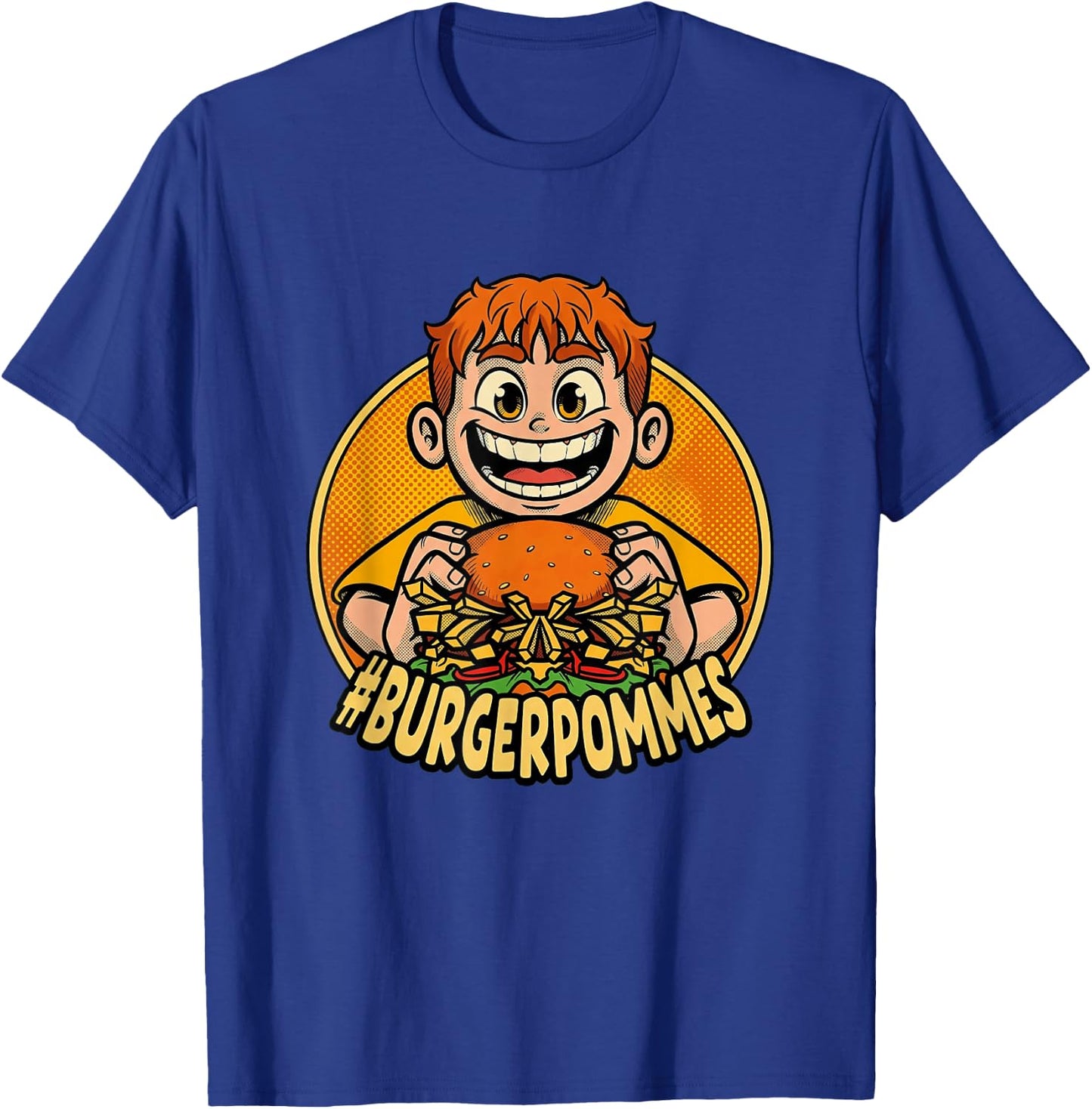 Burger.Pommes Comic Stil Fast Food Snack T-Shirt - T-Shirt | Royal