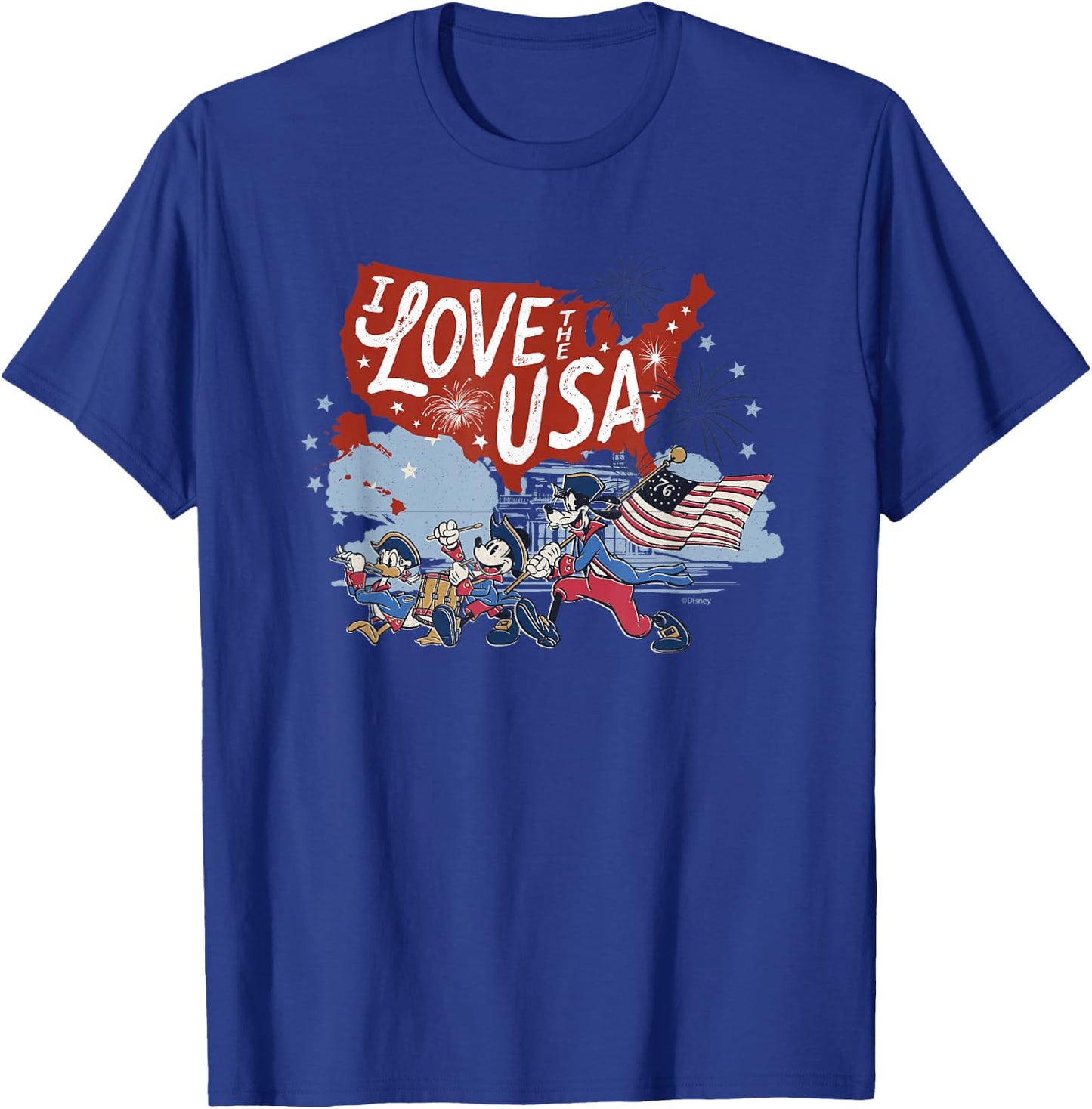 Disney Mickey Mouse & Friends I Love The USA Fourth of July T-Shirt - T-Shirt | Royal