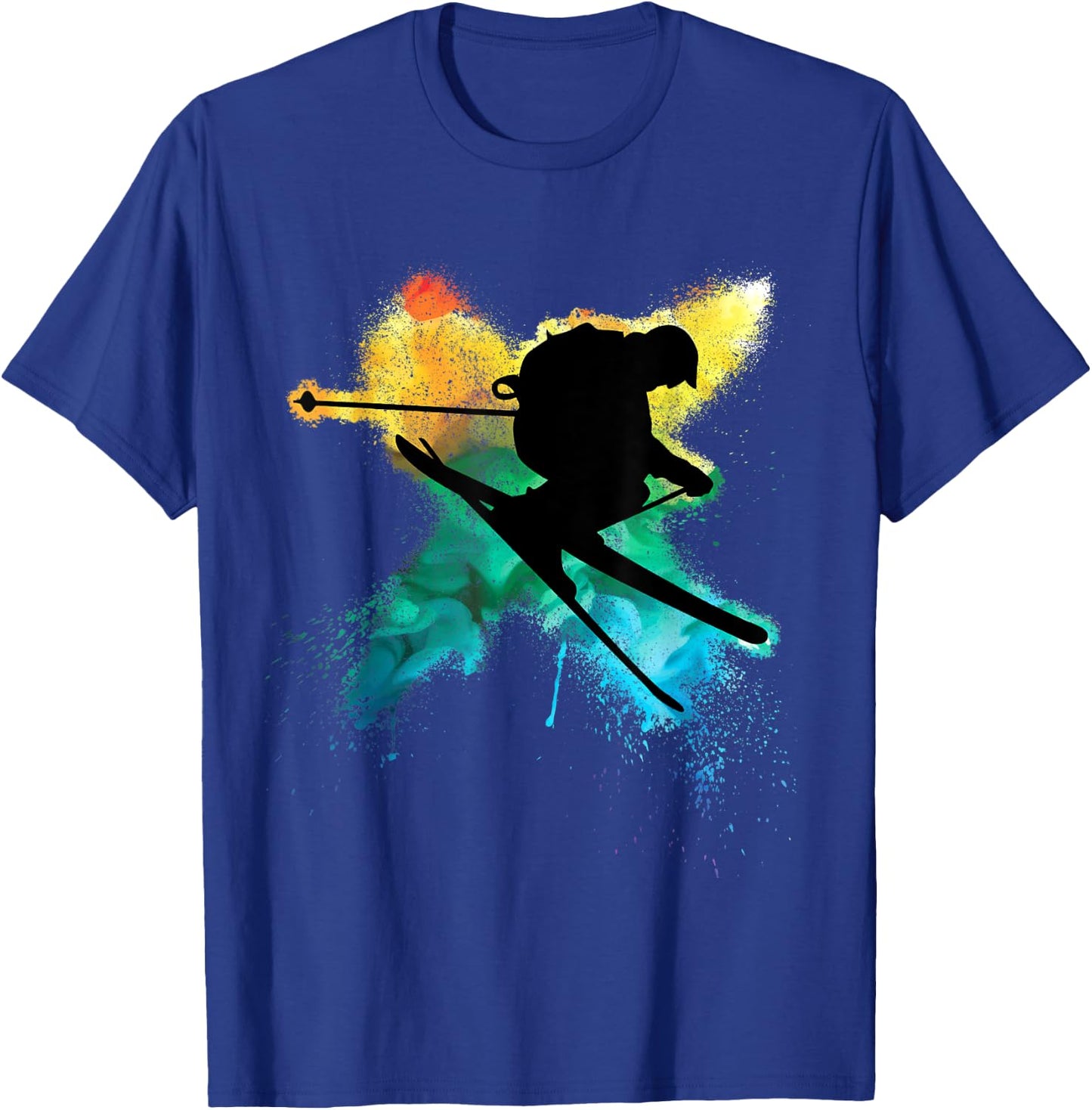 Cool boy jumps with ski during alpine skiing T-Shirt - T-Shirt | Royal