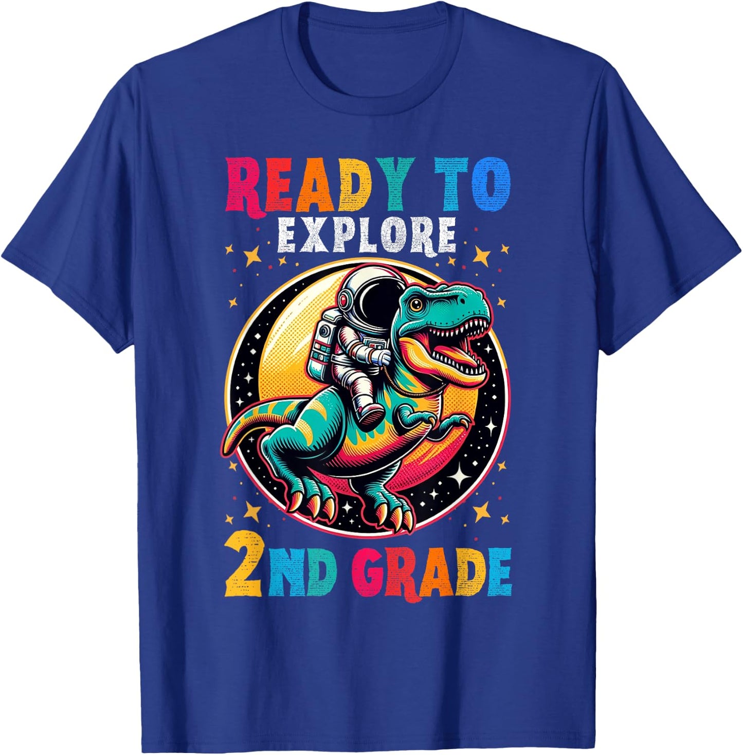 First day back to School 2nd grade Astronaut Dinosaur boys T-Shirt - T-Shirt | Royal