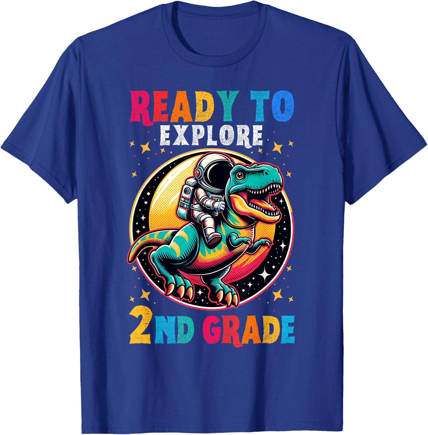 First day back to School 2nd grade Astronaut Dinosaur boys T-Shirt - T-Shirt | Royal
