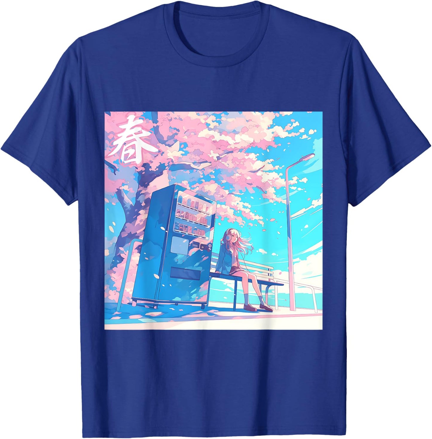 Spring Girl Under Cherry Blossom Tree Otaku Lofi Aesthetic T-Shirt - T-Shirt | Royal