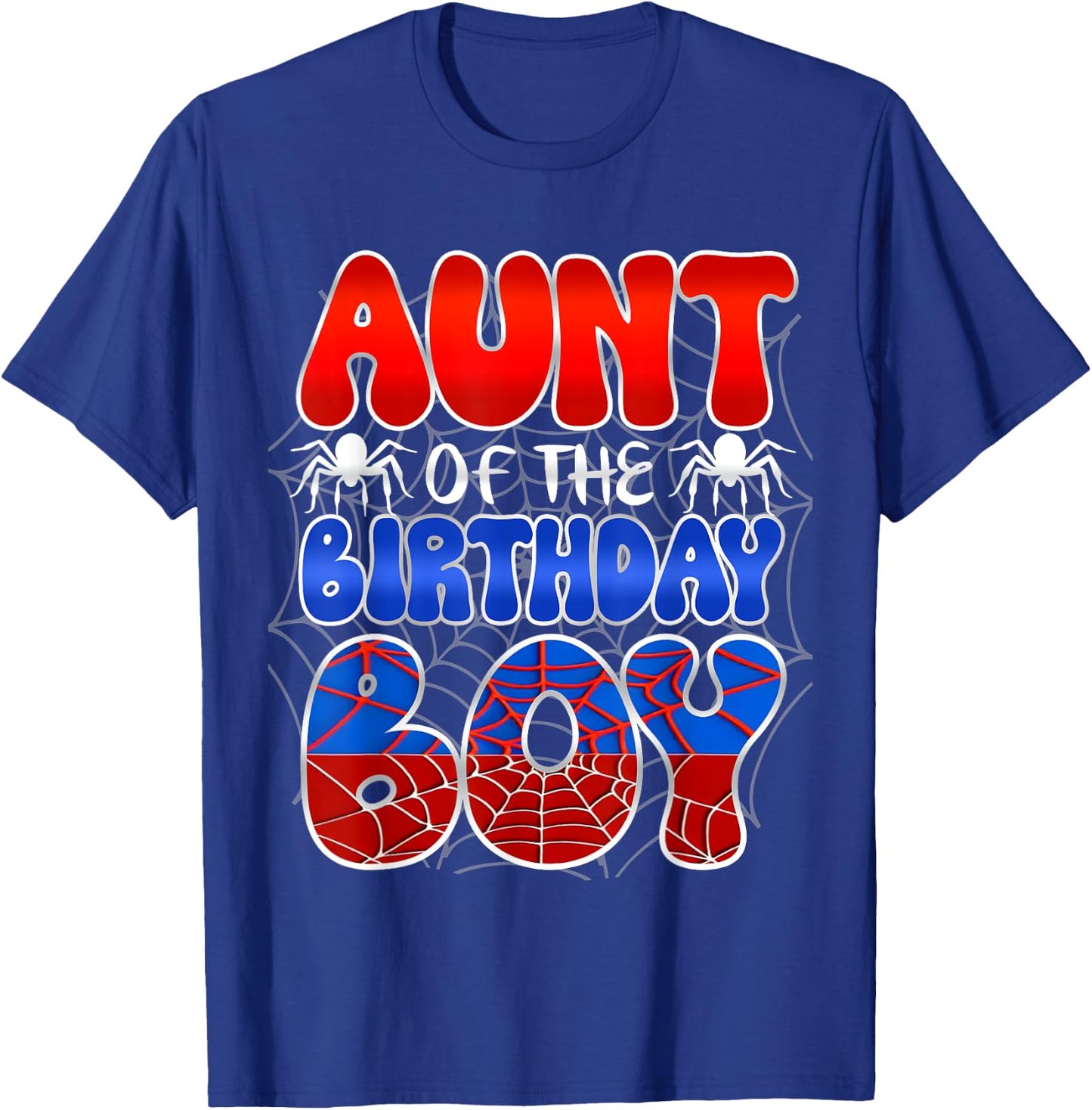 Aunt Of The Birthday Boy Spider Web Family Matching T-Shirt - T-Shirt | Royal