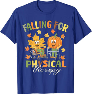 Falling for Physical Therapy PT Cute Fall Thanksgiving Nurse T-Shirt - T-Shirt | Royal