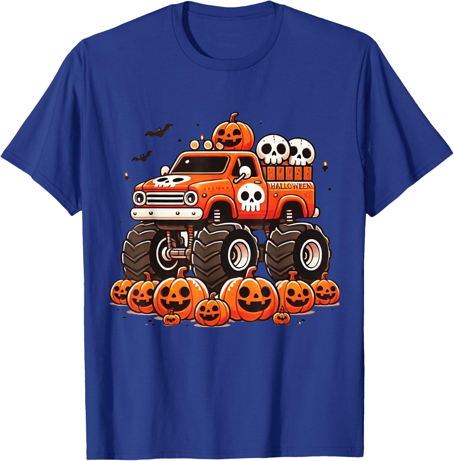 Kids Monster Truck Pumpkin Jack O Lantern Halloween Costume T-Shirt - T-Shirt | Royal