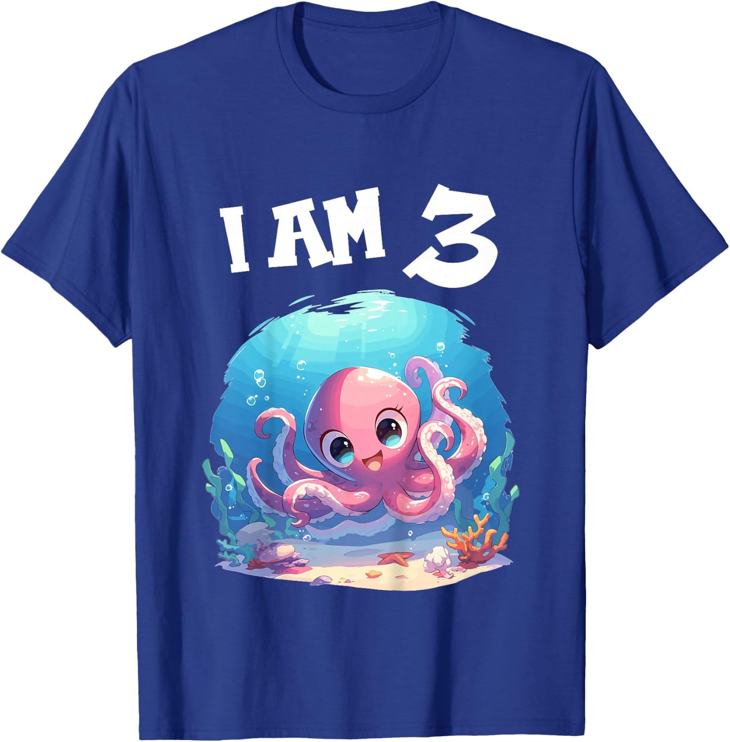 Kids 3 Years old 3 birthday Boy Girl Octopus T-Shirt - T-Shirt | Royal