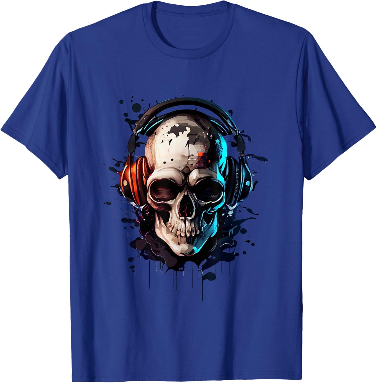 Skull DJ with Headphones for Musicians and Music Fans , black T-Shirt - T-Shirt | Royal