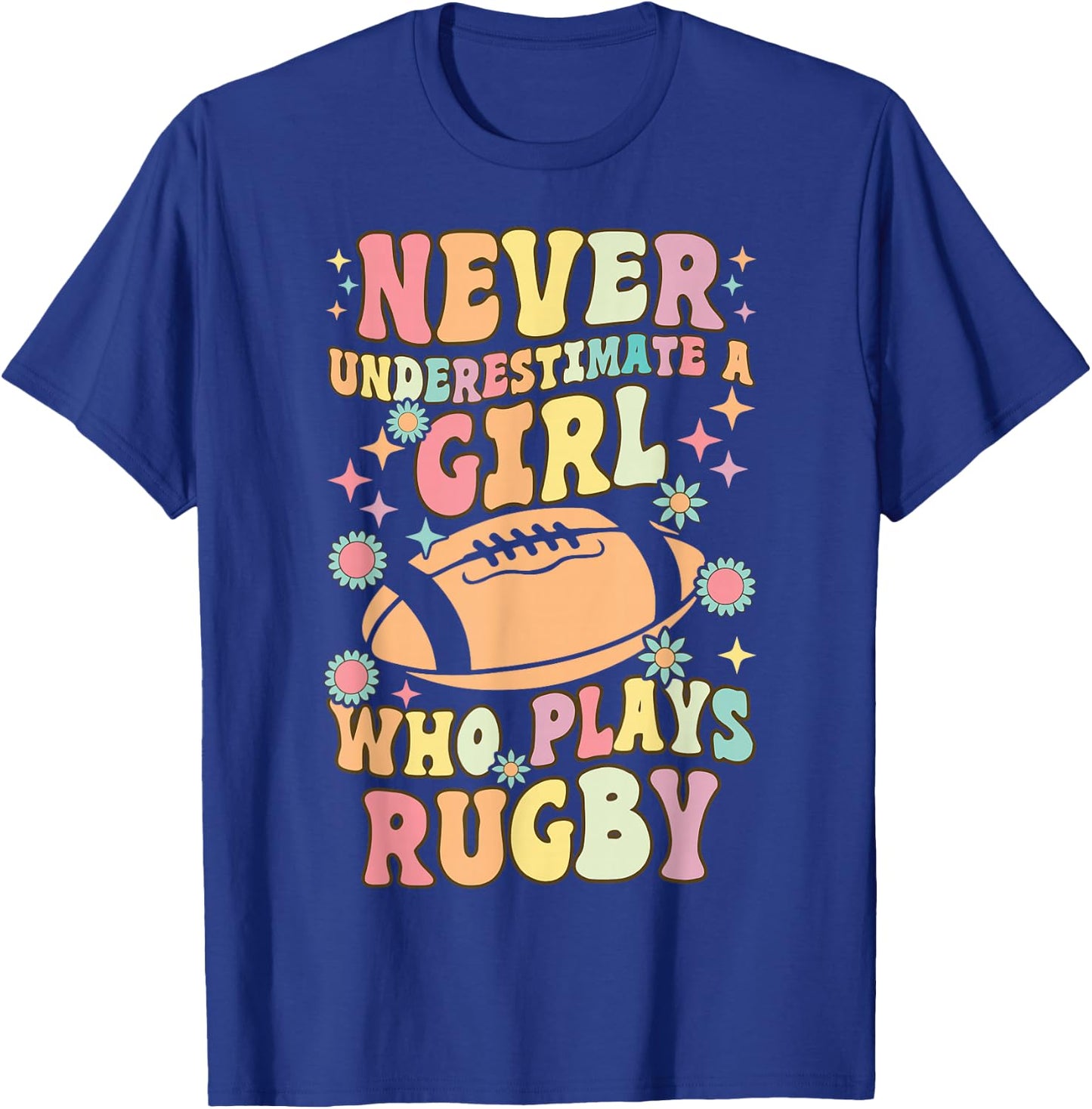 A Girl Who Plays Rugby Groovy Rugby Girl Female Rugby Player T-Shirt - T-Shirt | Royal