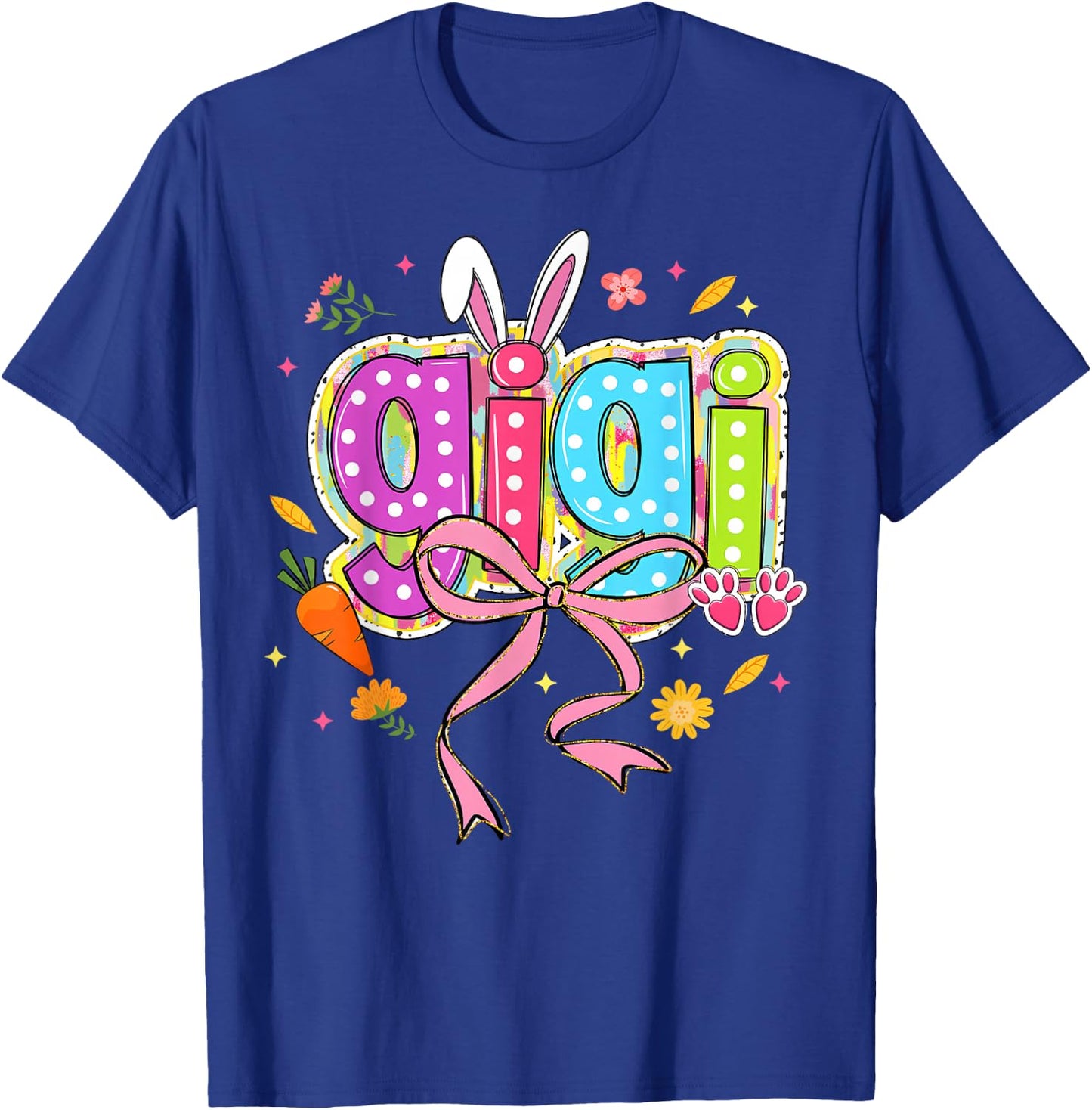 Coquette Bow Grandma Bunny Gigi Easter Boho Florals Family T-Shirt - T-Shirt | Royal