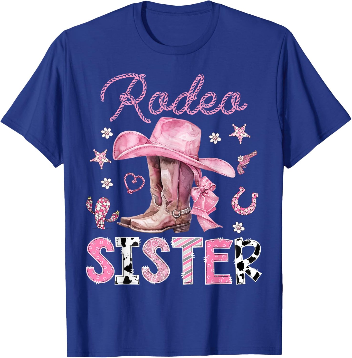 Rodeo Sister Pink Boots Coquette CowGirl 1St Birthday T-Shirt - T-Shirt | Royal