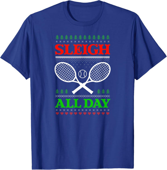 Sleigh All Day Design Christmas Tennis T-Shirt - T-Shirt | Royal