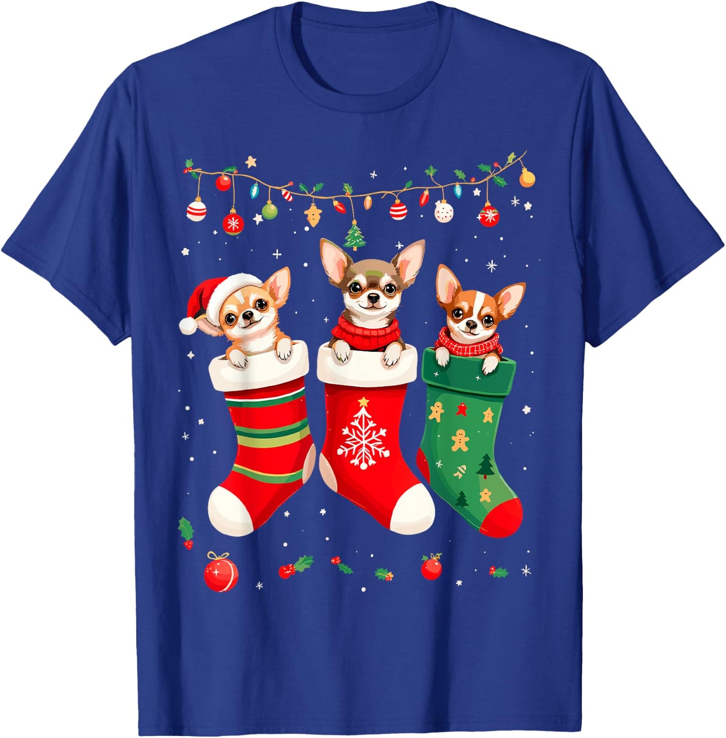 Funny Chihuahua Christmas Socks Xmas Dog Lover New Year Women Kids T-Shirt - T-Shirt | Royal