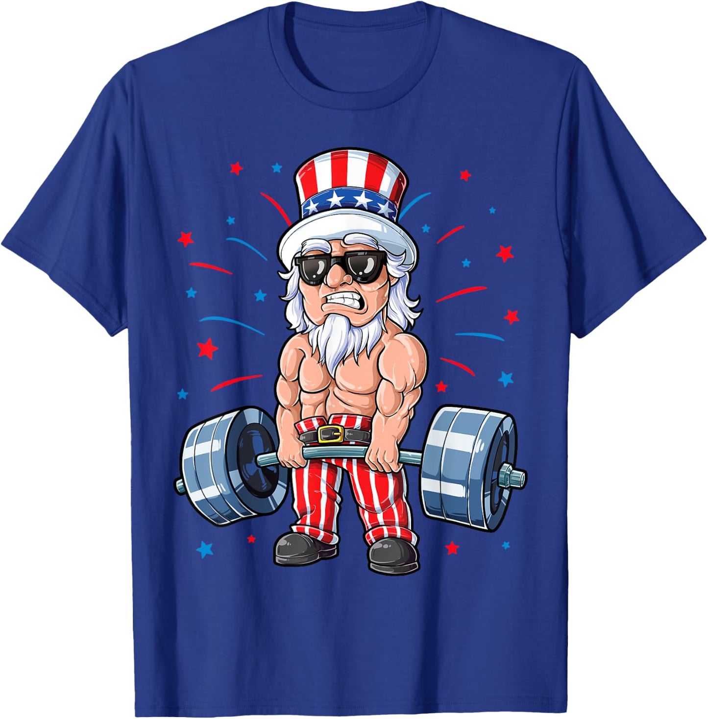 Uncle Sam Weightlifting 4th Of July Men Deadlift Fitness Gym T-Shirt - T-Shirt | Royal