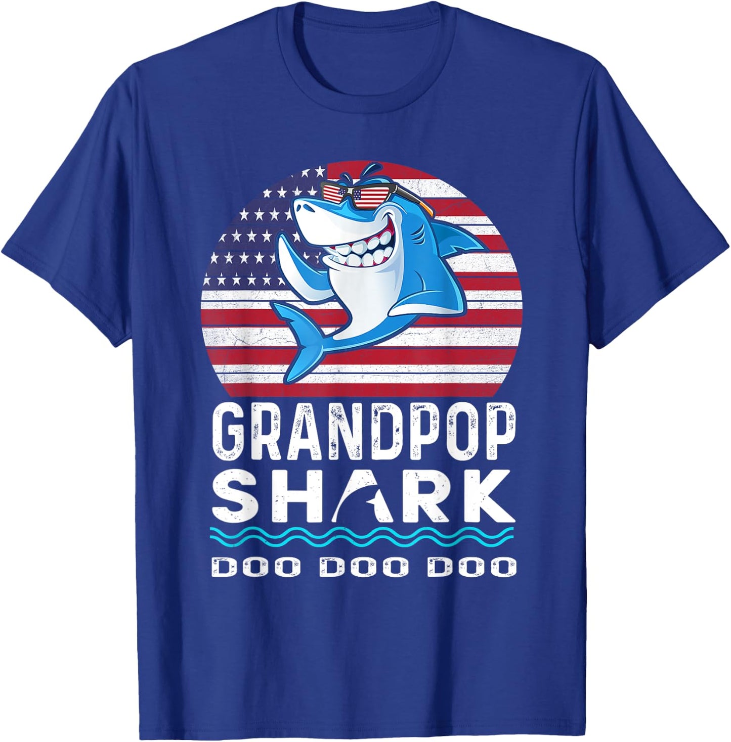 Grandpop Shark Shirt Fathers Day Gift From Wife Son Daughter T-Shirt - T-Shirt | Royal