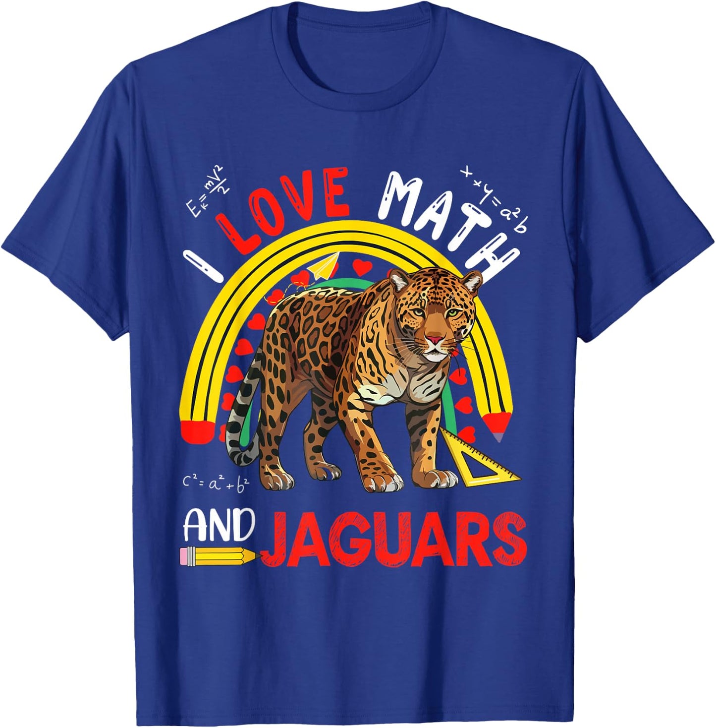 I Love Math And Jaguars Costume Teachers Students T-Shirt - T-Shirt | Royal