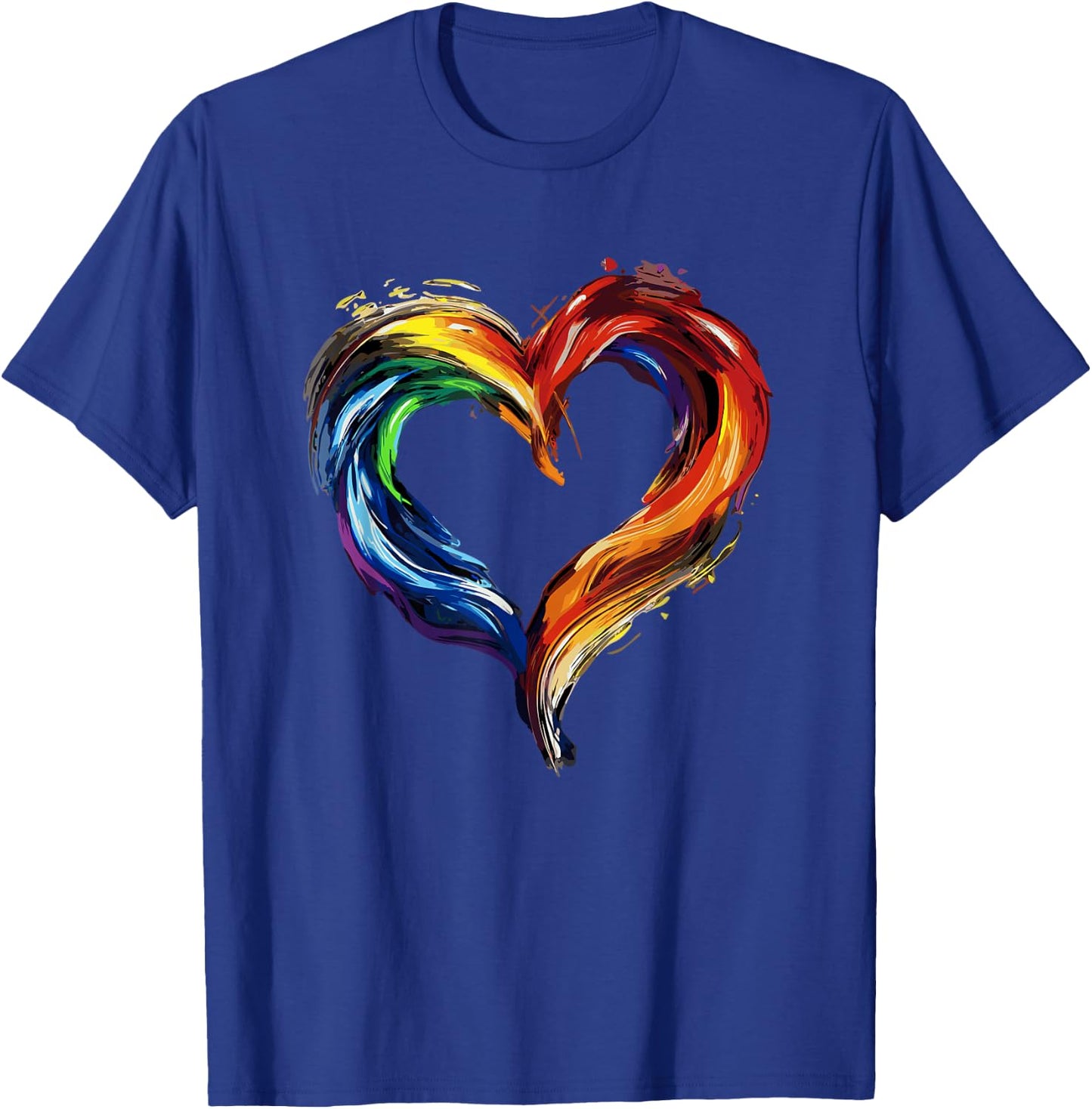 LGBTQ Rainbow Heart Art Painting Equality Love T-Shirt - T-Shirt | Royal