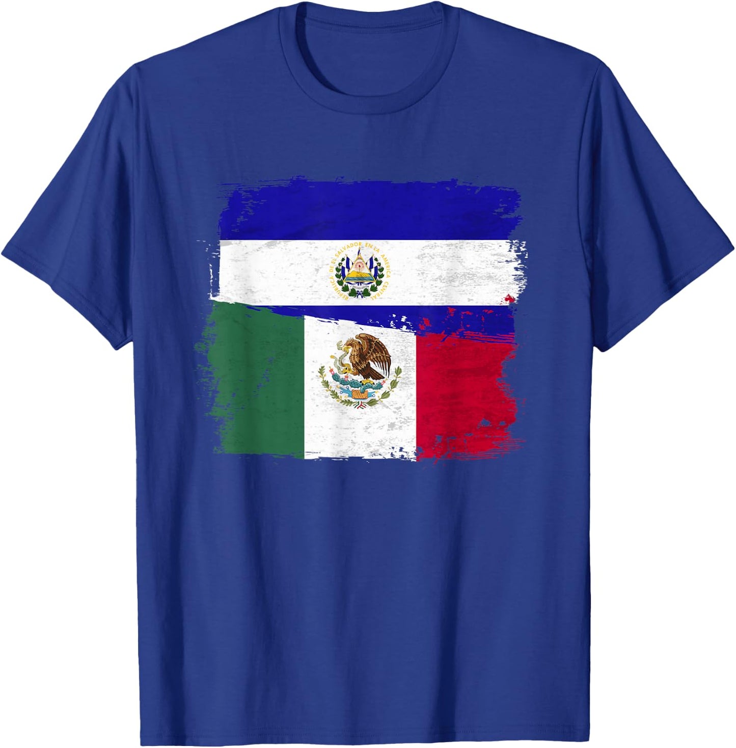 MEXICAN El Salvador Flag Half Mexican El Salvadoria Flag T-Shirt - T-Shirt | Royal