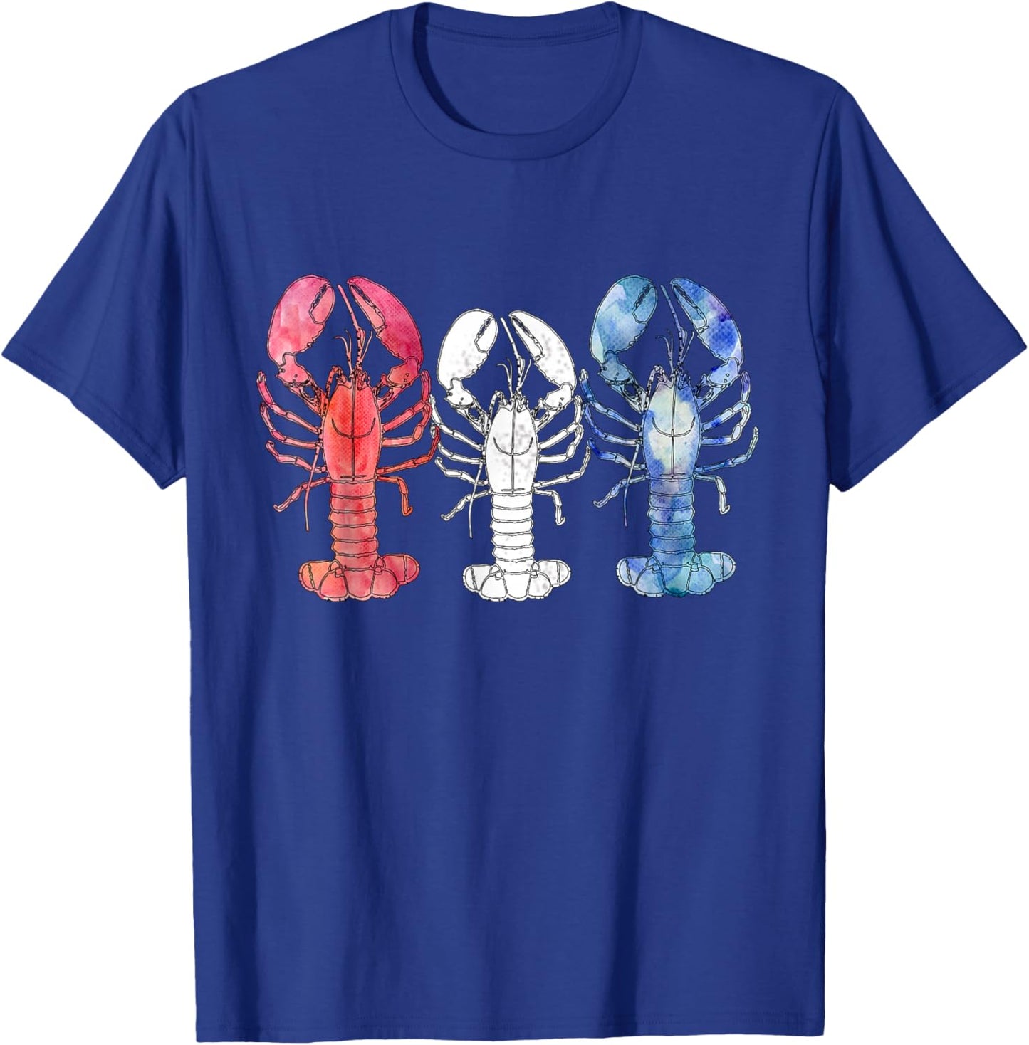 American Blue, White and Red Cool Lobsters Design T-Shirt - T-Shirt | Royal