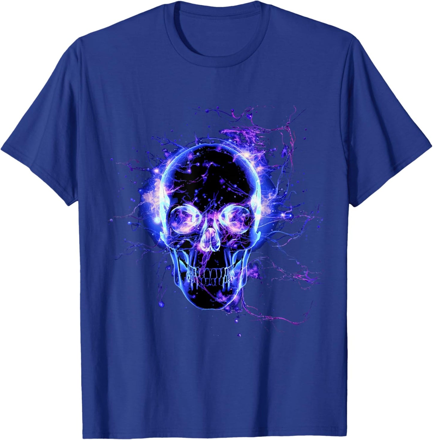 Skeleton Skull Biker Rocker Skull Punk Rock , Black, S T-Shirt - T-Shirt | Royal