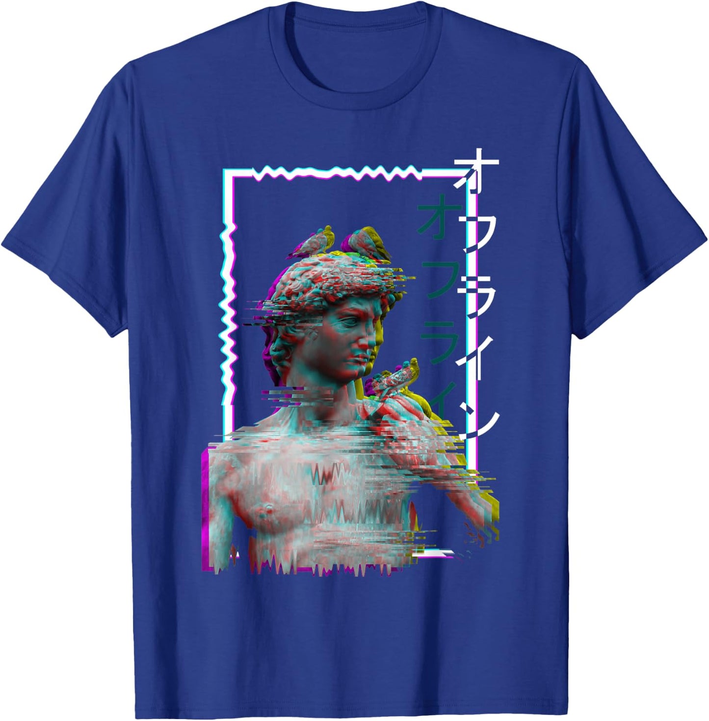 Greek Statue Ancient Vaporwave Aesthetic Synthwave Glitch T-Shirt - T-Shirt | Royal