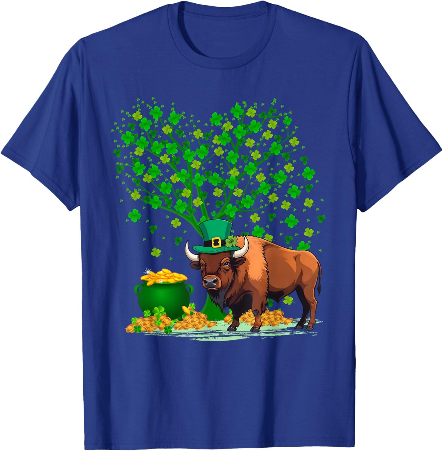 Shamrock Tree Leprechaun Hat Bison St Patrick's Day T-Shirt - T-Shirt | Royal