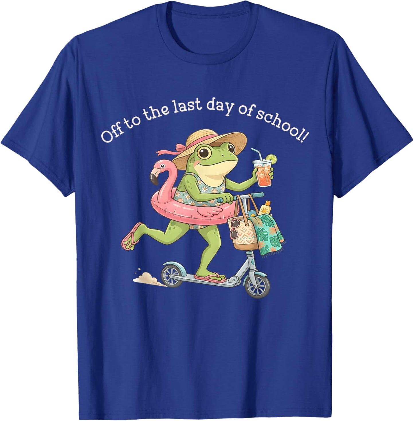 Last Day of School Teacher Kindergarten Frog Summer Break T-Shirt - T-Shirt | Royal