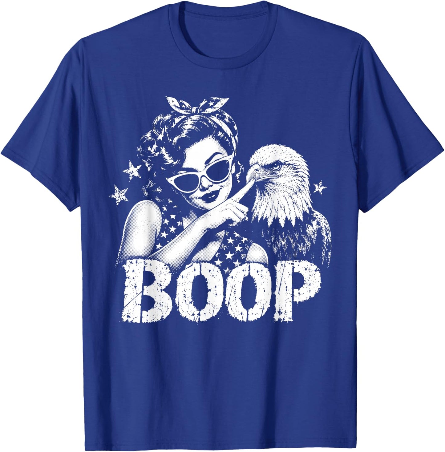 Boop Vintage Girl and Eagle Funny Patriotic Retro T-Shirt - T-Shirt | Royal