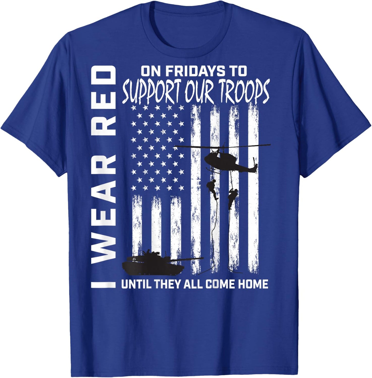 Red Friday Military Veteran Support Our Troops American Flag T-Shirt - T-Shirt | Royal