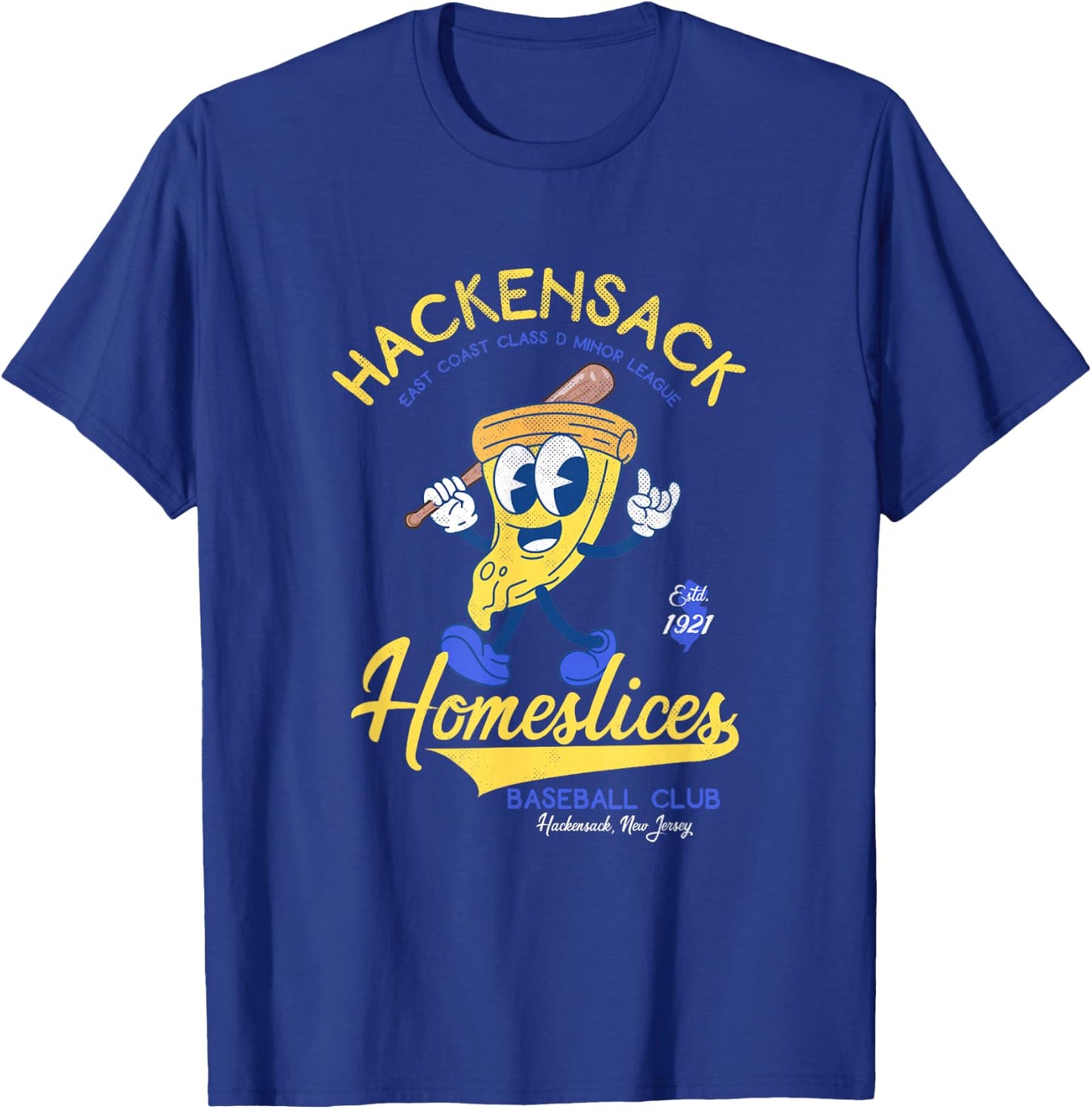 Hackensack Homeslices Retro Minor League Baseball Team T-Shirt - T-Shirt | Royal