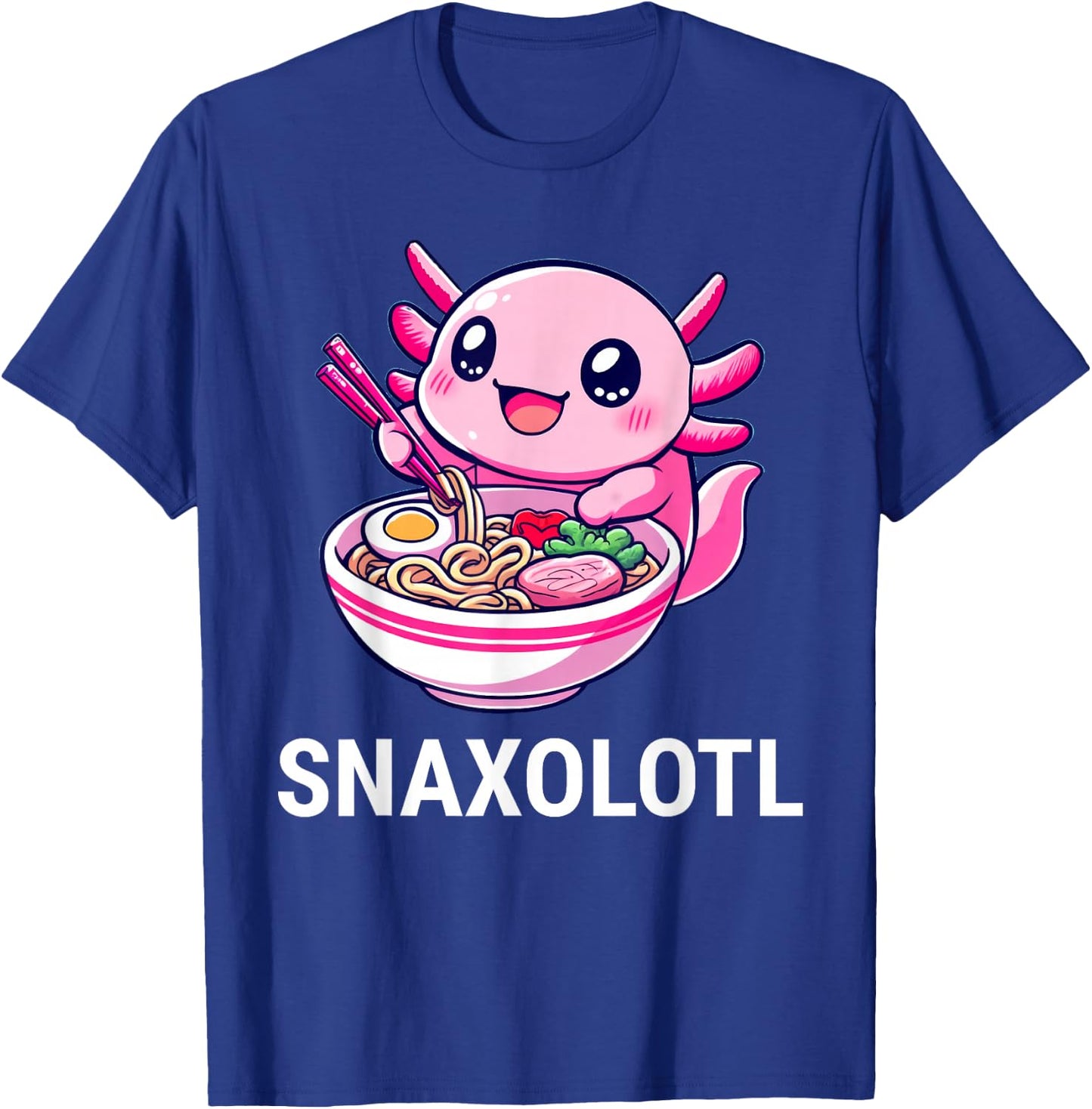 Snaxolotl Axolotl Eating Ramen Noodles Kawaii T-Shirt - T-Shirt | Royal