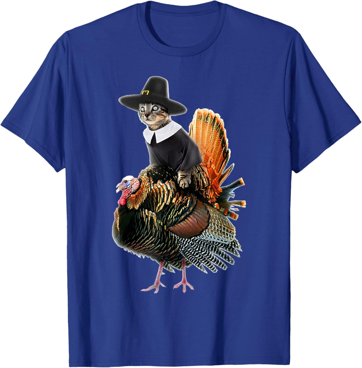 Thanksgiving Cat Pilgrim Costume Thanksgiving Turkey Gift T-Shirt - T-Shirt | Royal