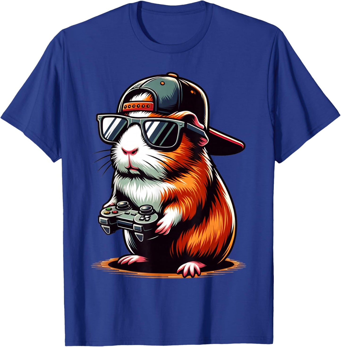 Cool Guinea Pig Playing Video Games. Funny Gamer Guinea Pig T-Shirt - T-Shirt | Royal