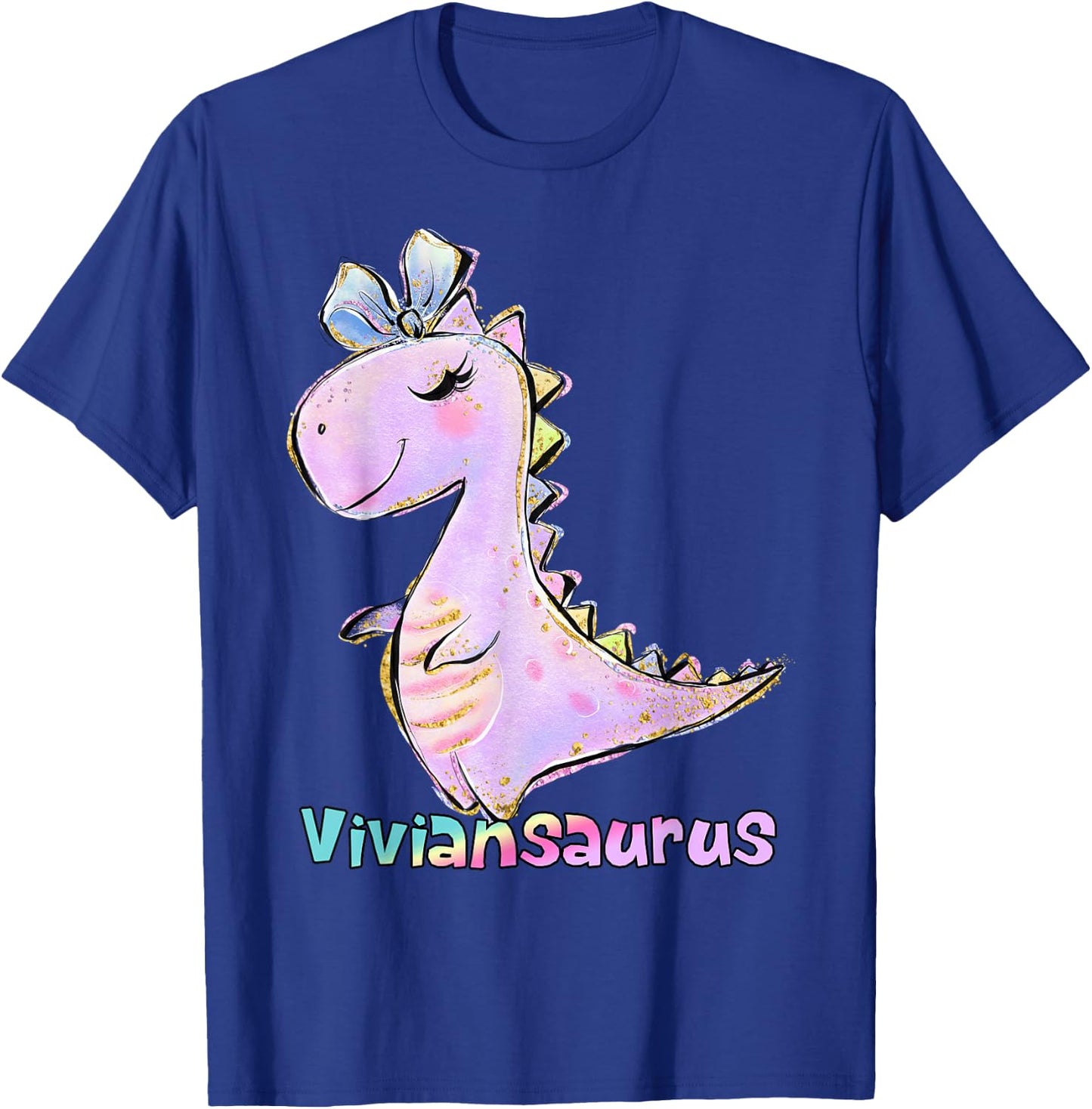 Vivian Name Shirt Girl Dinosaur Birthday Party Viviansaurus T-Shirt - T-Shirt | Royal