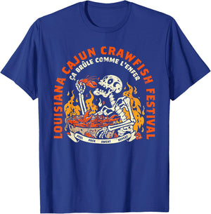Louisiana Retro Skeleton Food Cajun Cajun Boil Festival T-Shirt - T-Shirt | Royal