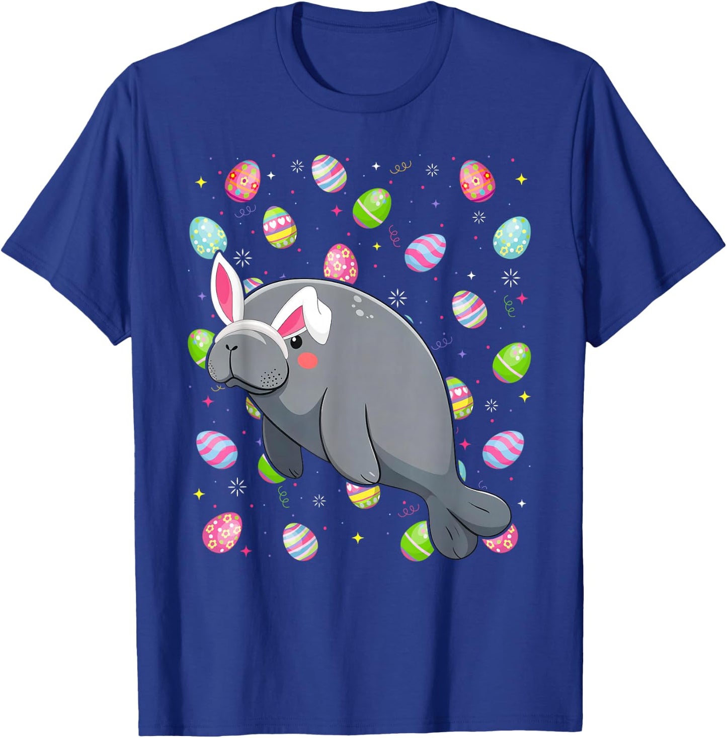 Manatee Happy Easter Egg Hunt Bunny Ear Manatee Easter T-Shirt - T-Shirt | Royal