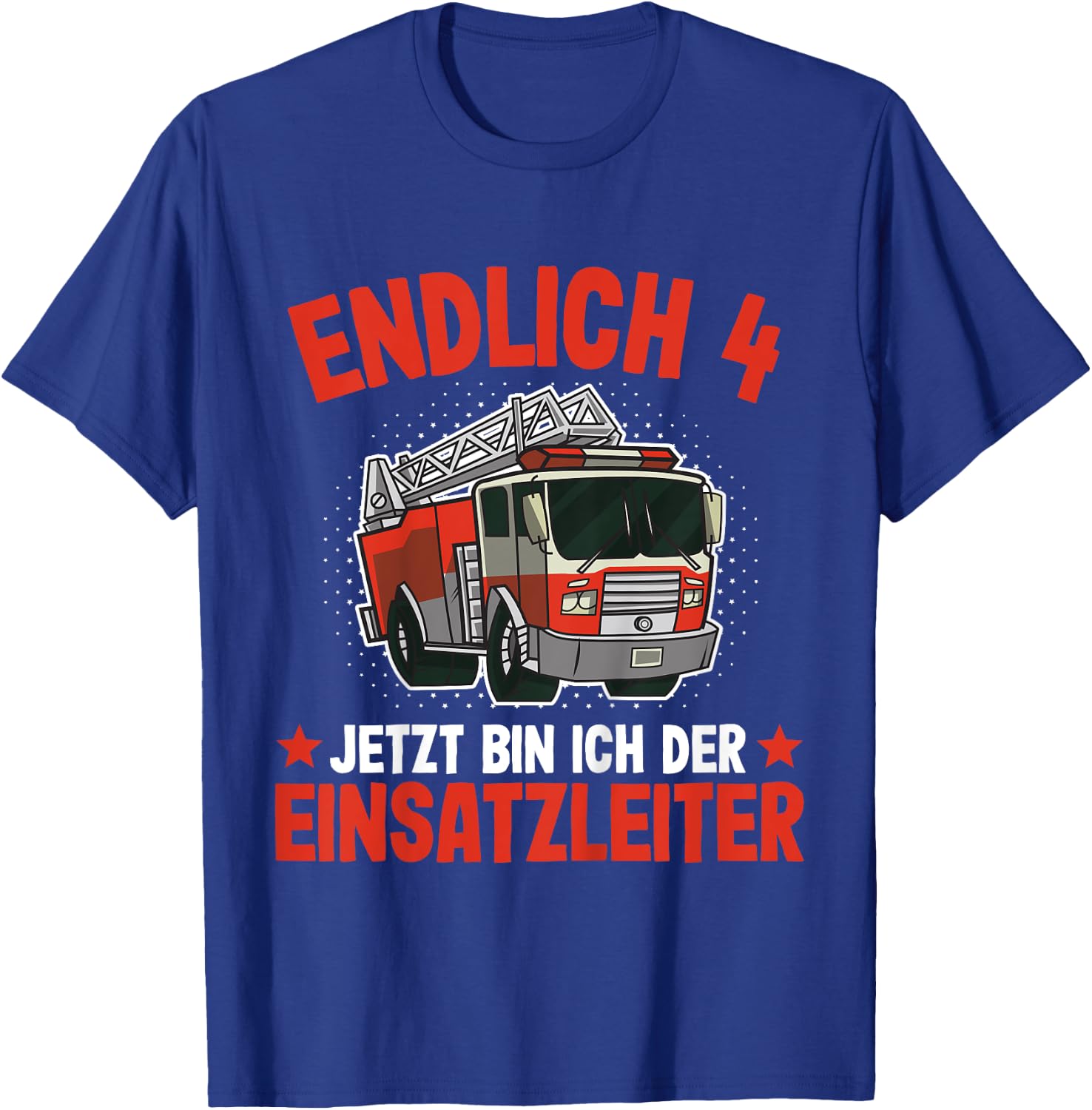 Children's 4 Years Boy Fire Brigade | 4th Birthday Fire Brigade , black T-Shirt - T-Shirt | Royal