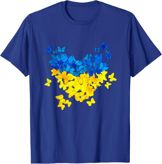 Butterfly Heart Ukraine Flag Ukrainian Ukrainian , black T-Shirt - T-Shirt | Royal