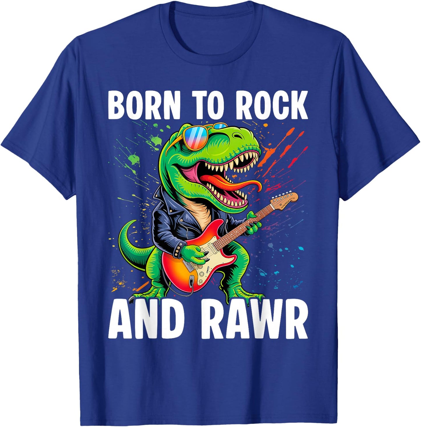 Born to Rock and Rawr, Cute Dinosaur, Rock'n Roll Dino T-Shirt - T-Shirt | Royal