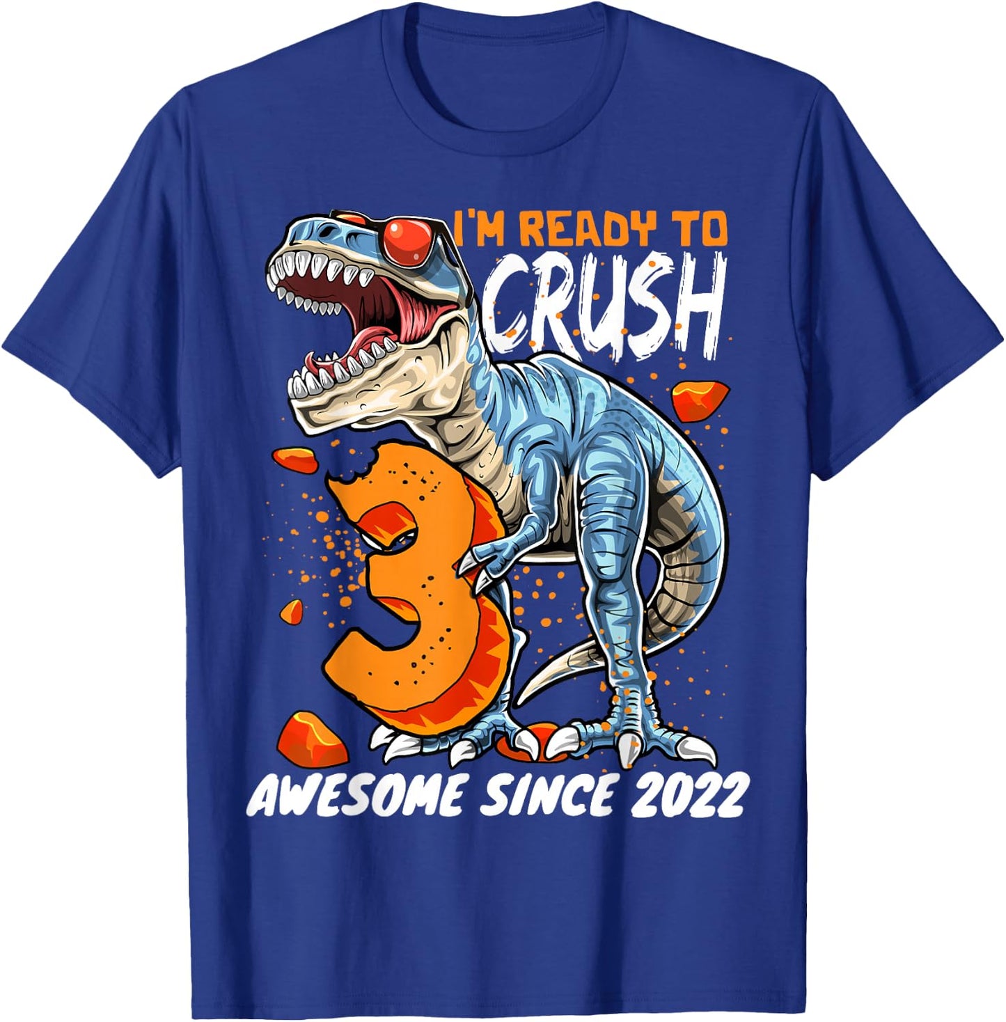 3rd Birthday T Rex Dinosaur Party Boys Rawr I'm 3 T-Shirt - T-Shirt | Royal
